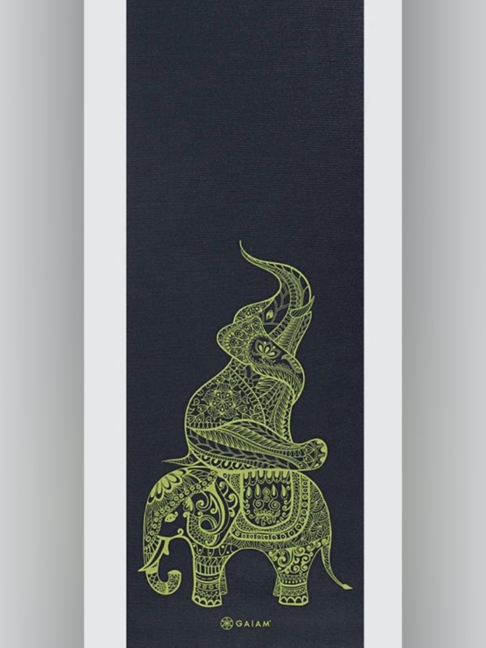NWOT NEW GAIAM Black Green Elephant Extra Thick Yoga Premium Cushioned Mat HTF